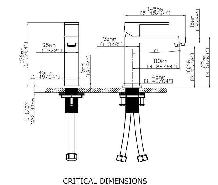 Engineering square design deck mount  black brass basin faucet boiling water taps types