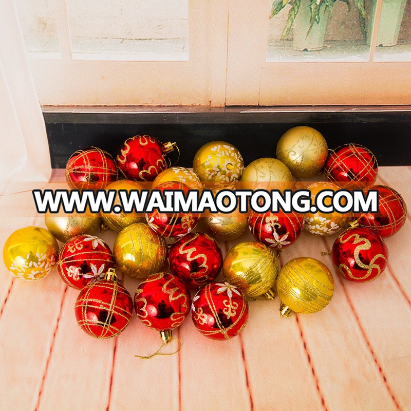 Delicate Painting & Glittering Plastic Xmas Decorated Ball Ornaments Hanging Christmas Balls Ornaments Baubles