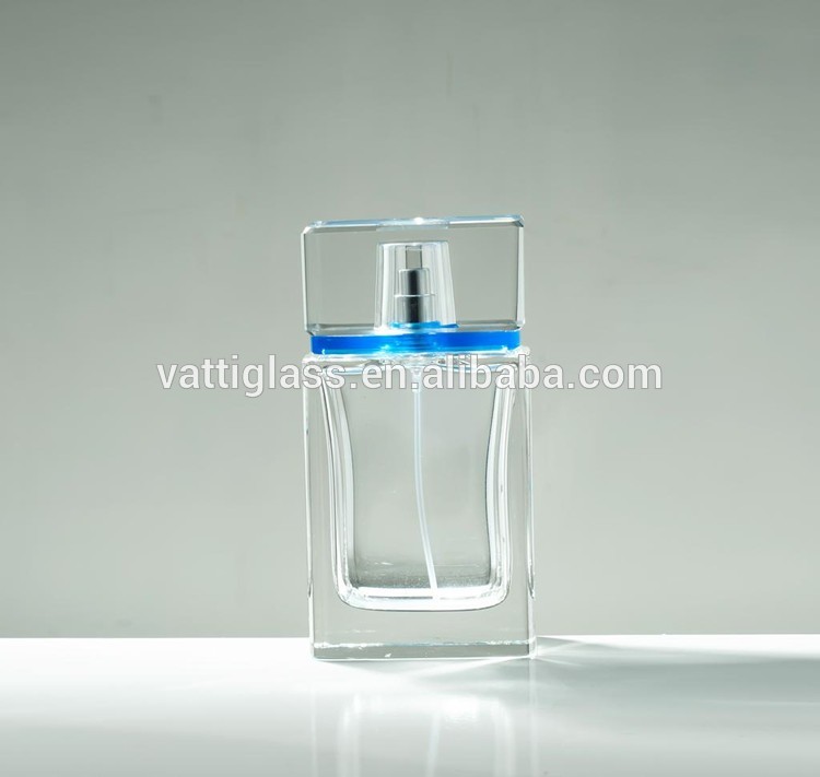 30ml 50ml square crystal glass perfume bottle with good quality