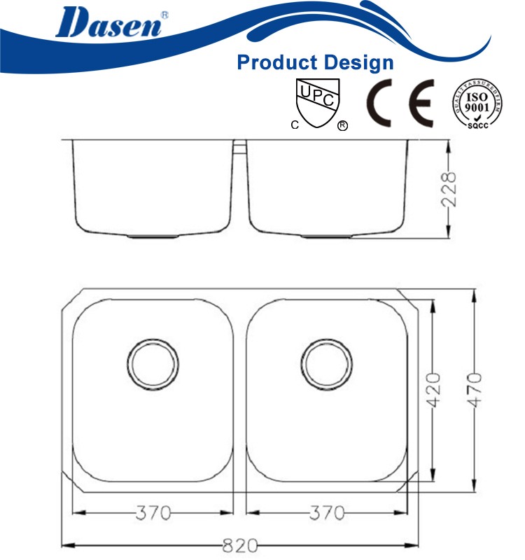 Hot sale CUPC 3218 undermount press drawing double kitchen sink 50/50 twin bowl