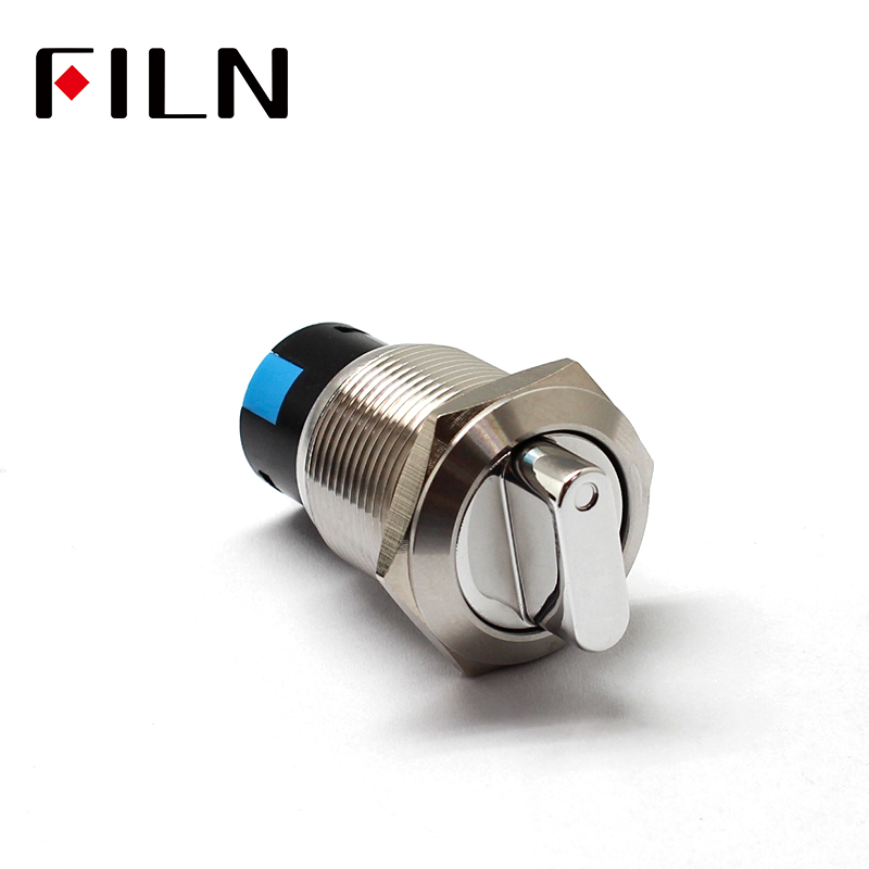 19mm 2 3 Position Switch Push Button Switch DPDT Illuminated Metal selector Rotary Switch with LED Waterproof Stainless Steel