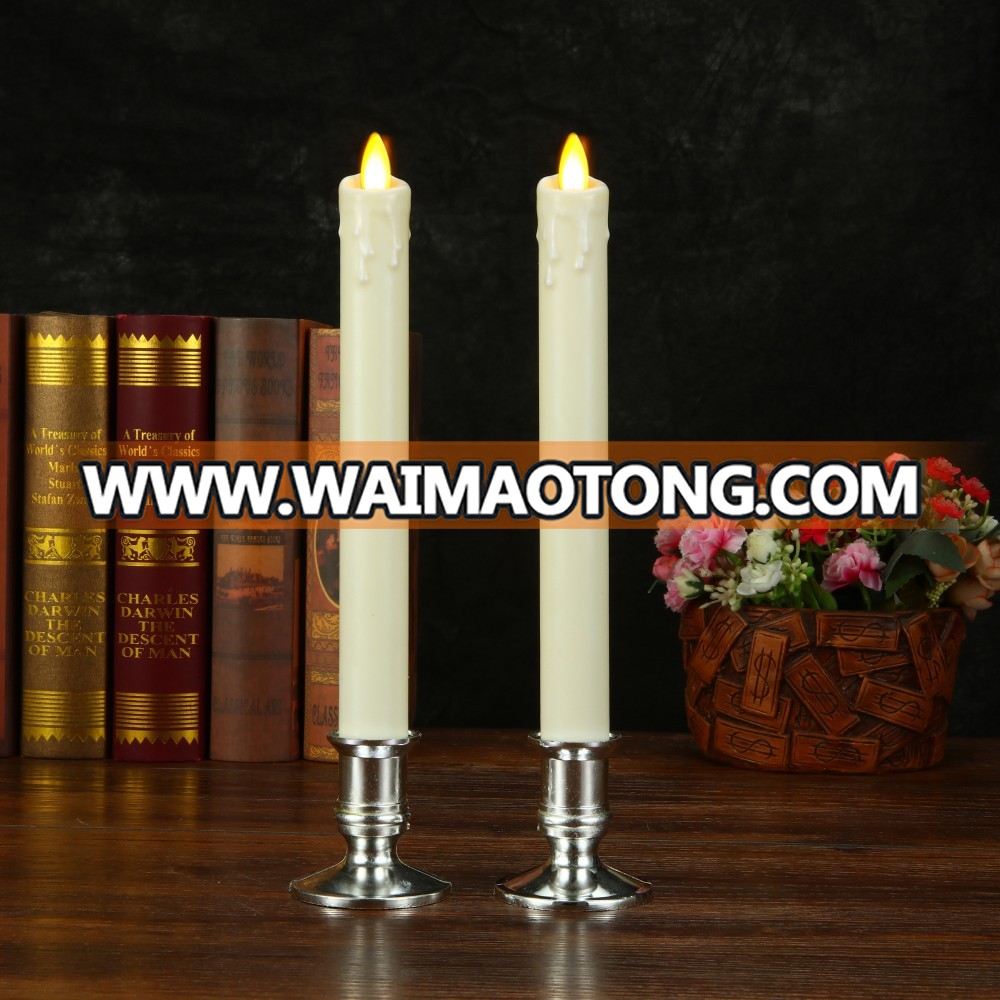 Real wax surface flameless  moving wick LED taper candles with timer and remote 2pcs/set Dripping Tear