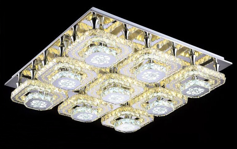 Square modern luxury LED crystal ceiling lamp