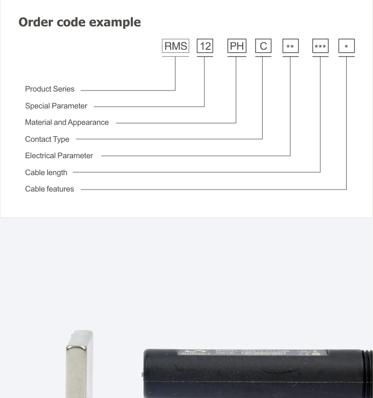 RMS12-PH-C60 China leading manufacturer plastic half threaded magnetic reed sensor limit switch