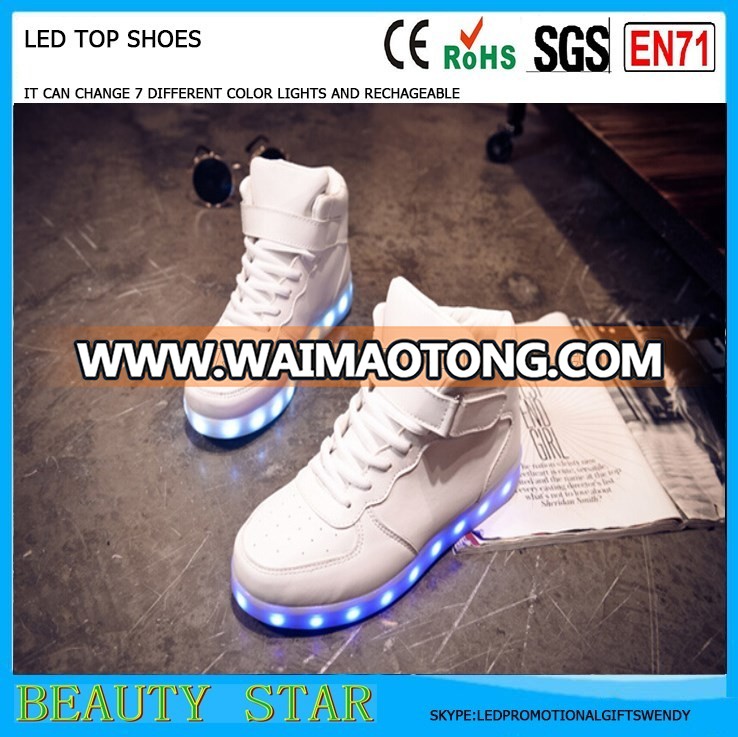 Factory selling Men/Women LED shoes,rechargeable led classic shoes with 7 color light changing