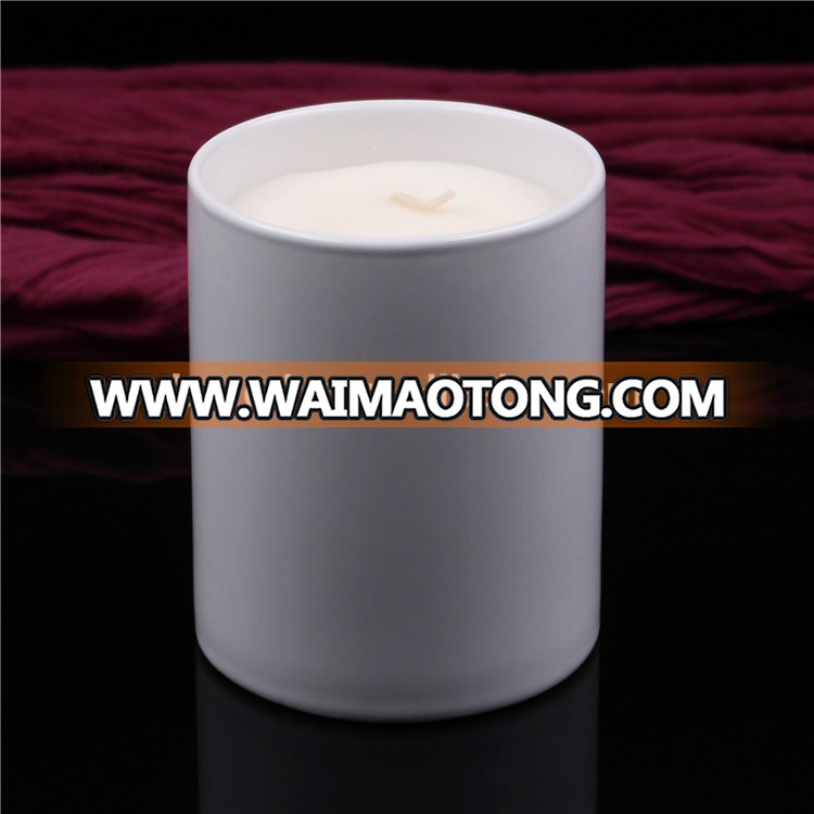 luxury romantic white personalized soy wax candle in ceramic jar