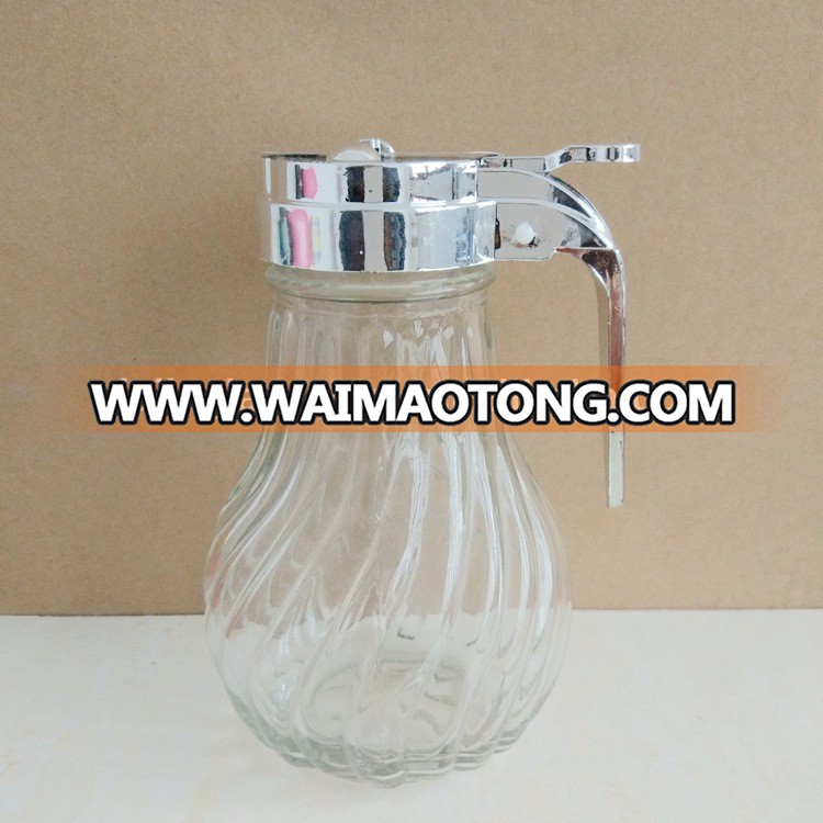 Daily 16oz 8oz 4oz glass honey dispenser ribbed glass jar