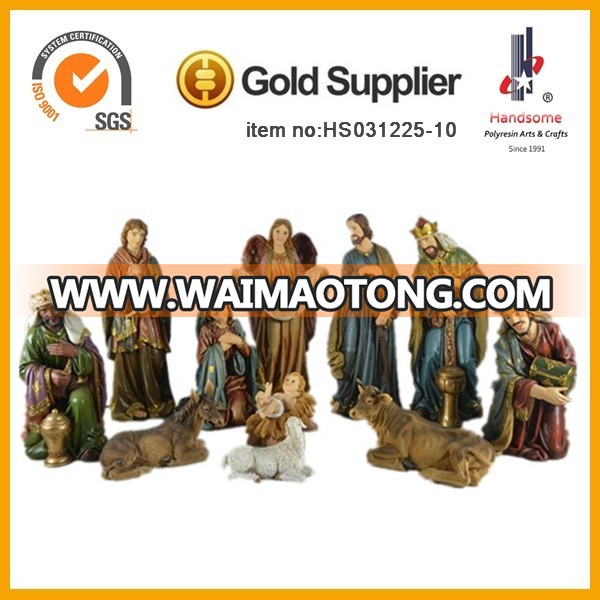 Hot selling Resin holly family hand carved outdoor nativity set