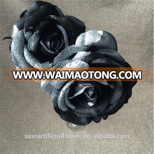 Wholesale Artificial Silk Forever Black Rose Flowers For Decoration