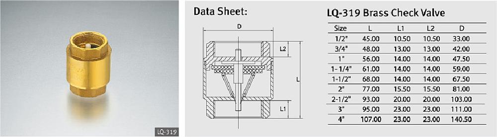 Female thread vertical Brass Check Valve one way check valve to prevent back flow