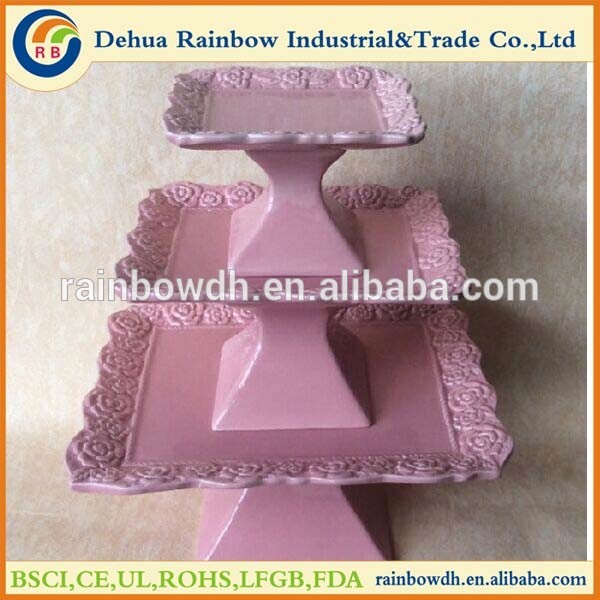 Fancy wedding decor ceramic 3 tier cake stand