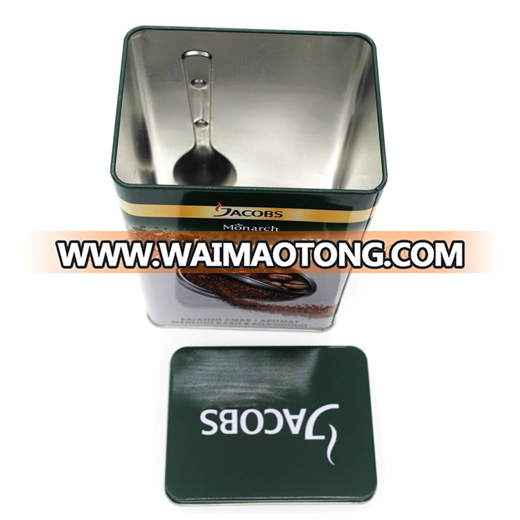 High quality Airtight coffee tin with degassing valve and transparent plastic lid