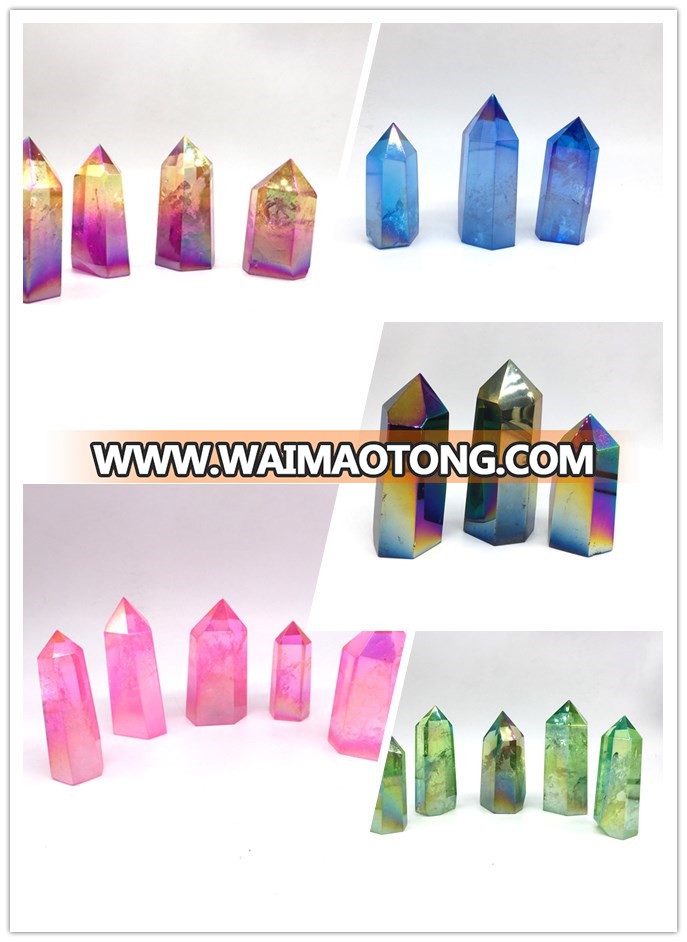 Wholesale Red and Blue Titanium Aura Quartz Point Crystal Point Wand