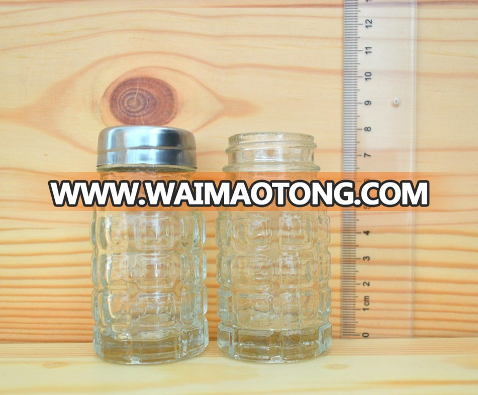 Wholesale glass pepper bottle glass salt bottle with aluminum cap