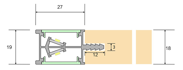 A2700 12V led cabinet light can be mounted in the wooden shelf,The length can be customized