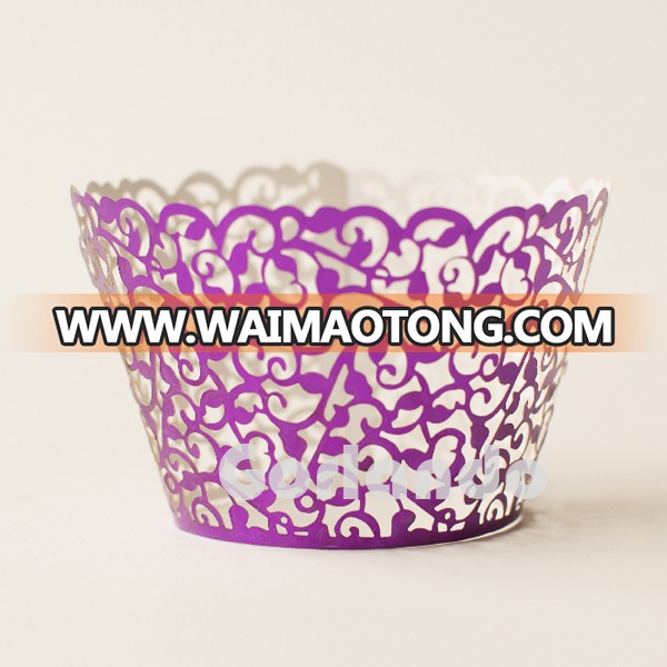 Custom Paper Crown Anengerns Laser Cut Lace Cupcake Wrappers