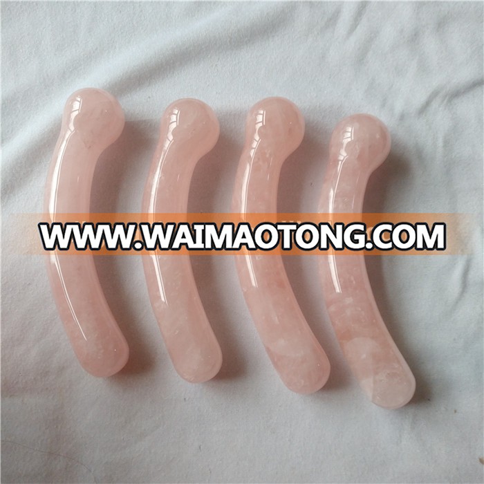 safe rose quartz crystal curved massage yoni healing wands crystal carved penis dildos for female