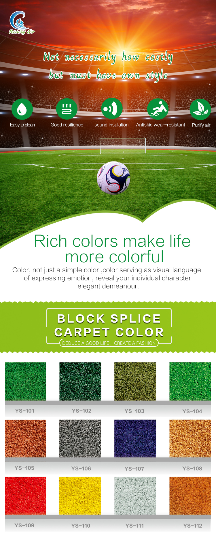 Carpet lawn antislip green plastic carpet / Home decoration artificial grass sports flooring for garden