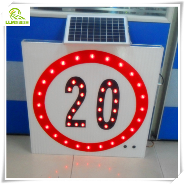 portable road safety warning signage Li battery reflective LED speed limit solar traffic warning sign