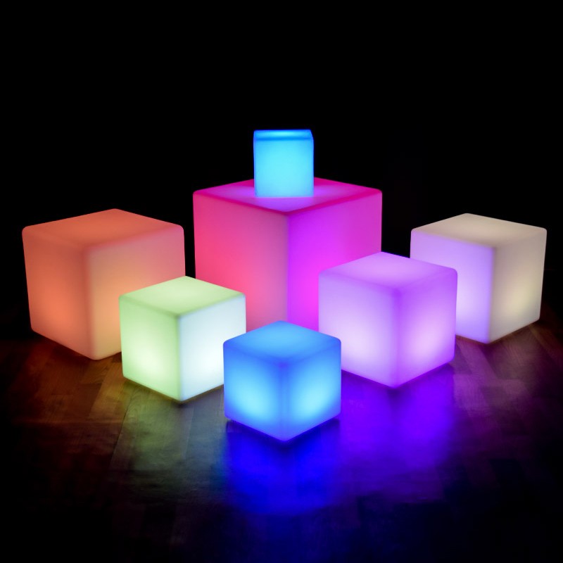 PE plastic illuminated dice RGB LED cube stool