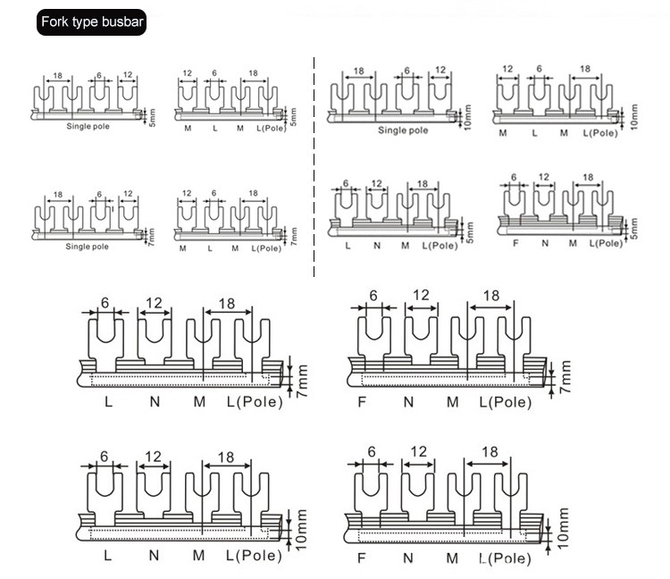 Haitai Terminal Block Connector U Or Fork Type F3P+N MCB Copper Busbar