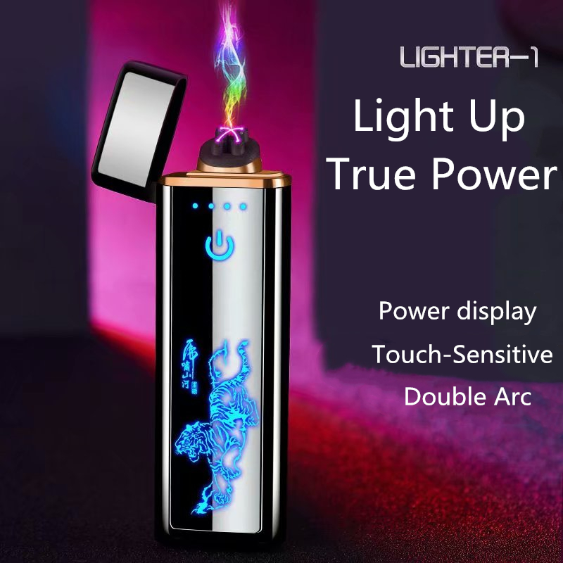 Slim Newest USB Recharged Windproof Flameless Lighter Electric Dual ARC Lighter