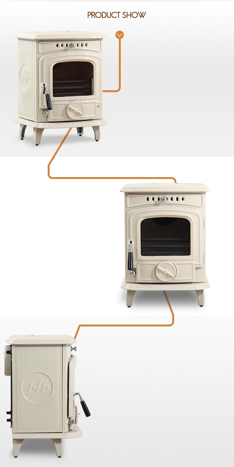 Brand new frestanding enamel fireplace cast iron wood stoves for wholesales HF217E Ivory