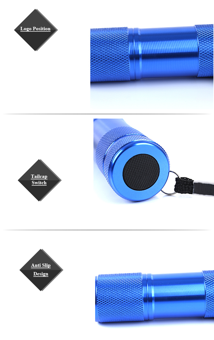 KJ Colorful Customized Design Promotion 3*AAA Battery High Quality Lowest Price 4*LED Brightness Mini LED Flashlight