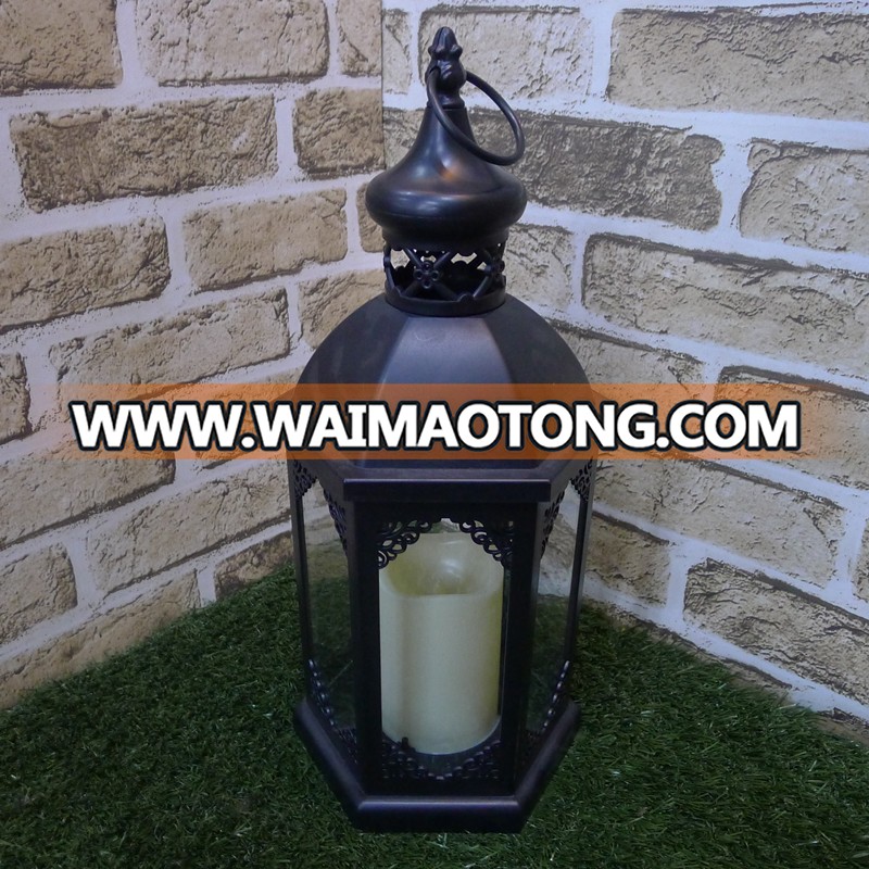 Plastic antique lantern with led candle