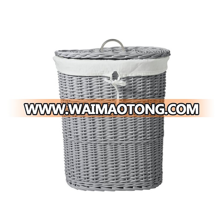 Gery home collection grey willow laundry basket corner storage wicker laundry  basket with lid