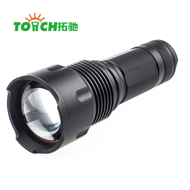 The best brightness Chinese supplier hot selling aluminium body LED flashlight rechargeable battery zoomable flashlight