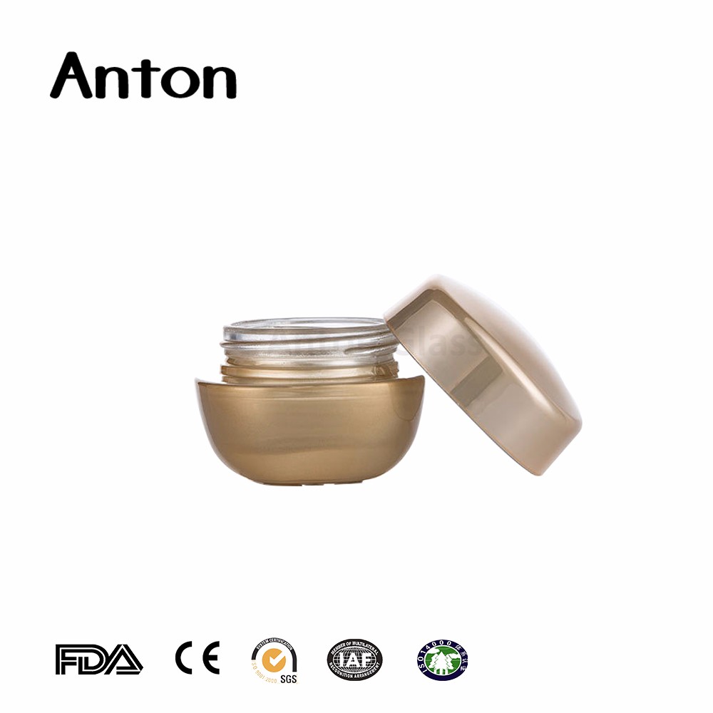 2 oz round amber cosmetic glass jars with lid manufacturer