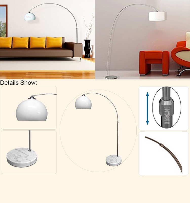 Big Modern Fishing Floor Lamp with marble base/arc floor lamp