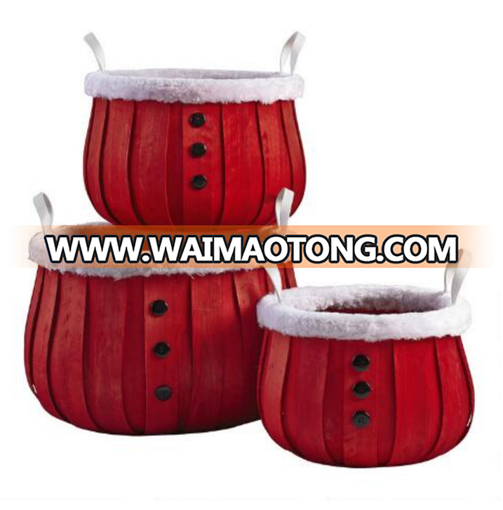 Christmas Split Wooden Bushel Basket with Handle