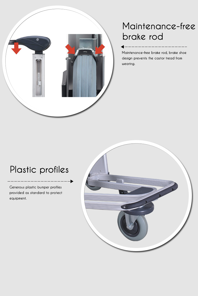 airport trolley design luggage cart with hand brake