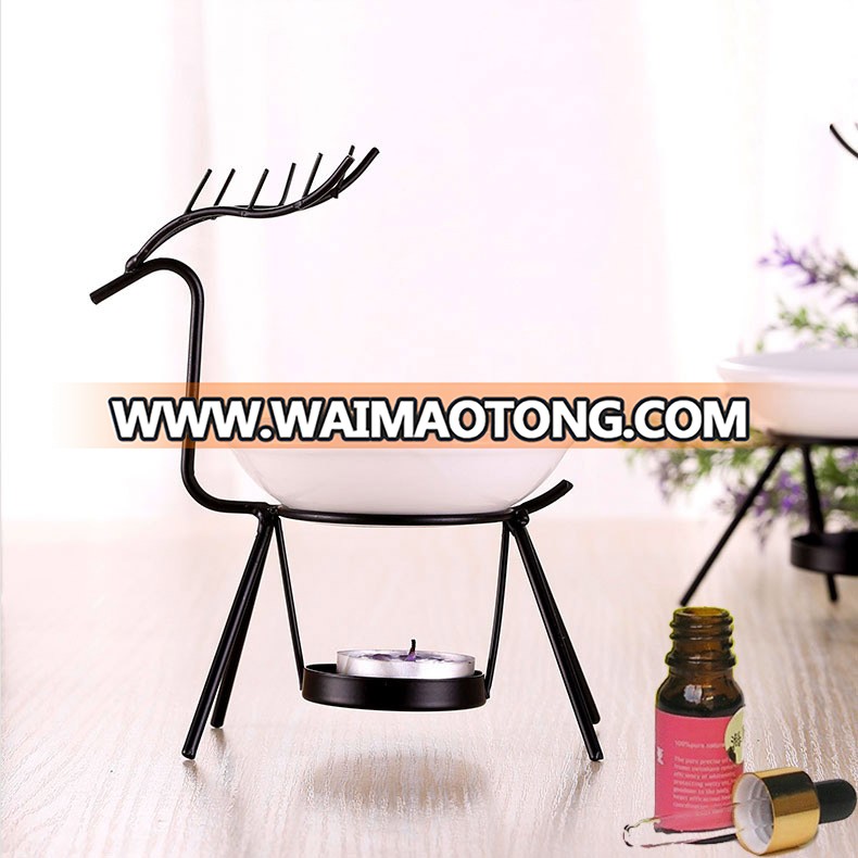 2017 New metal deer essential oil warmer candle burner ceramic oil burner