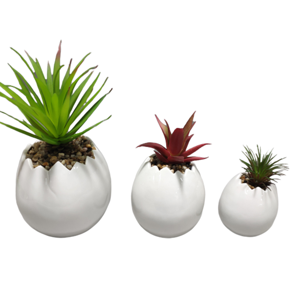 Porcelain Desktop Flocked  Plants Pot For Garden Decoration