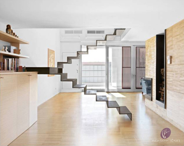 Invisible Stringer Steel Wood Floating Staircase