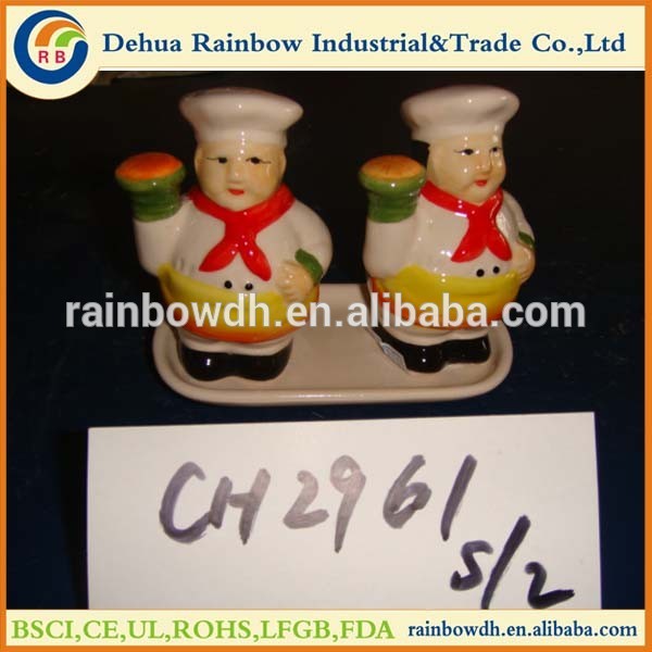 Color drawing cooker shape ceramic salt and pepper shaker