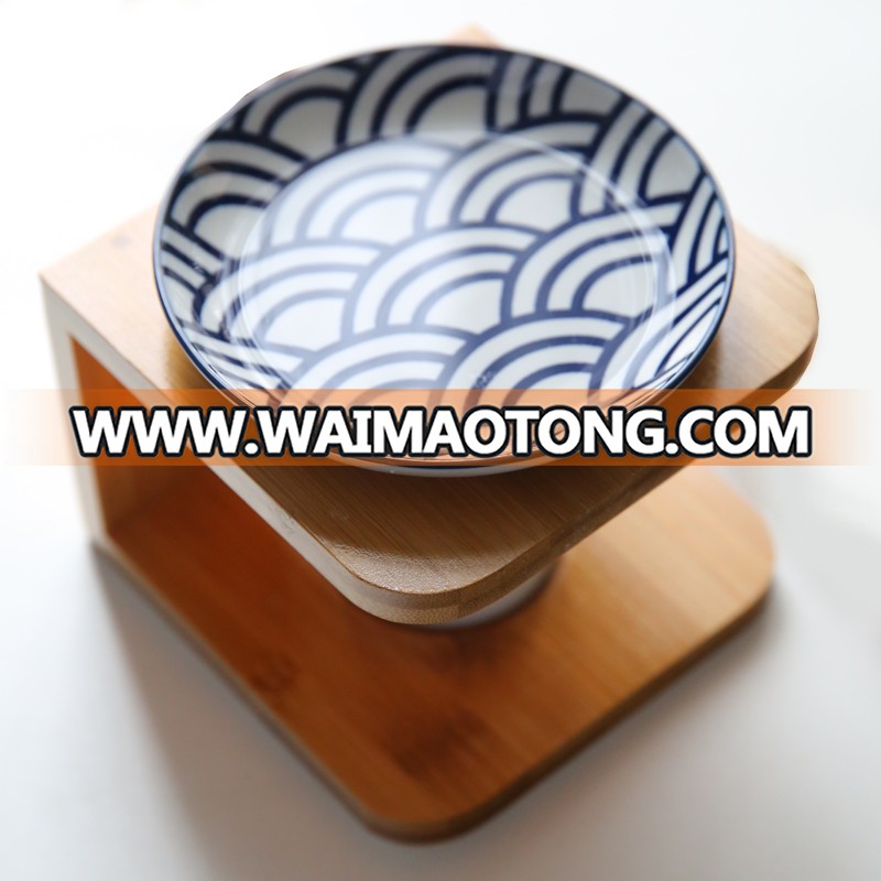 Tart warmer ceramic aromatherapy fragrance waste wax oil burner with wooden frame