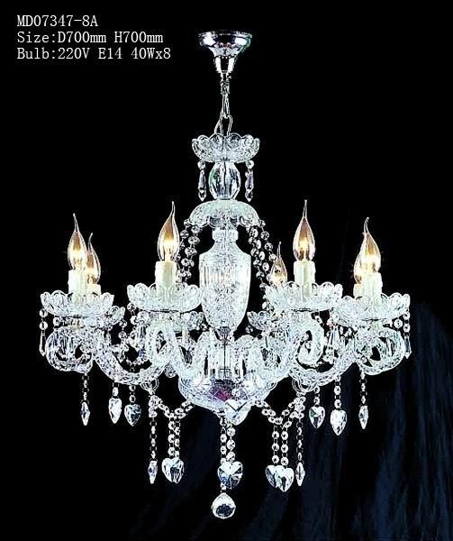 wholesale flower royal candle desk design K9 crystal chandeliers 8 lights for hotel/restaurant