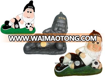 Resin football gnome figurines.