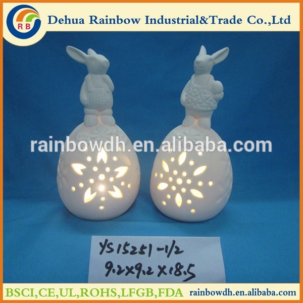 Easter decoration LED rabbit ceramic easter bunny for spring