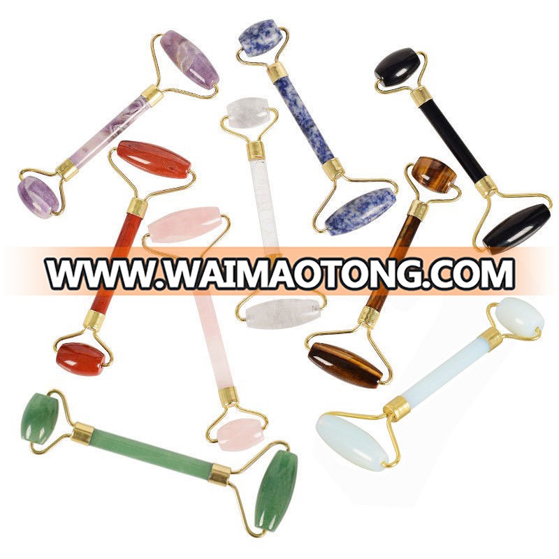 Wholesale All Kinds Jade Quartz Roller Gua Sha Scrpaer Facial Massager Welded Crystal Roller