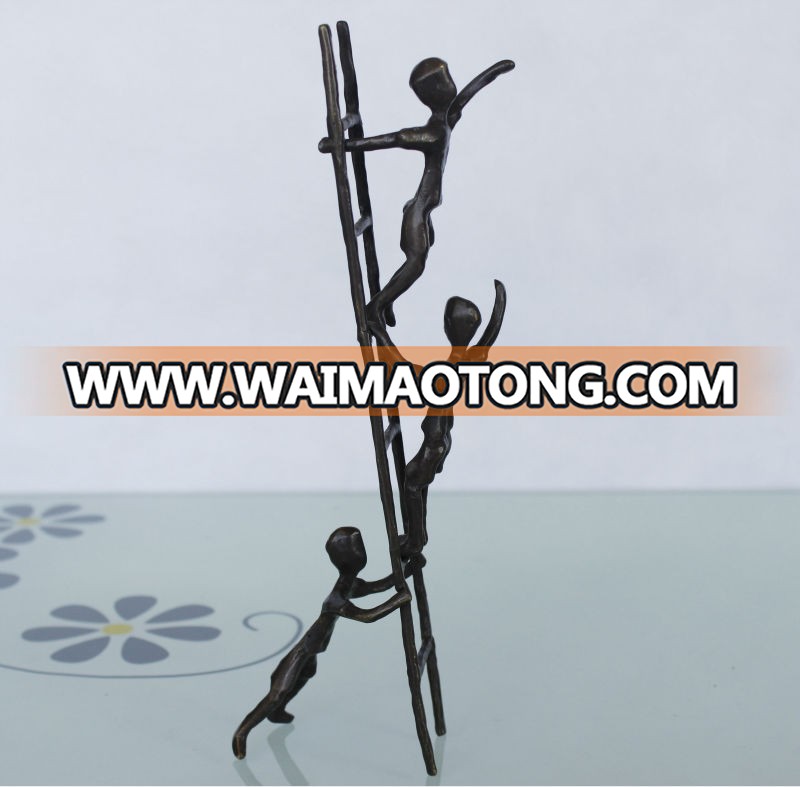 small bronze children playing sculptures for home decor