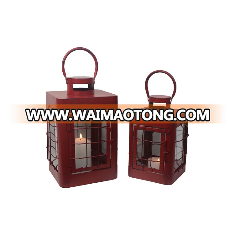 Red Metal Antique Cast  Festival Decoration Indoor Camping  Lantern