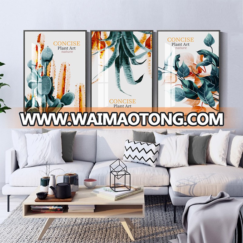 Popular Modern Flower Handmade Oil Painting Decoration Plant On Canvas 3 Panel Canvas Wall Art