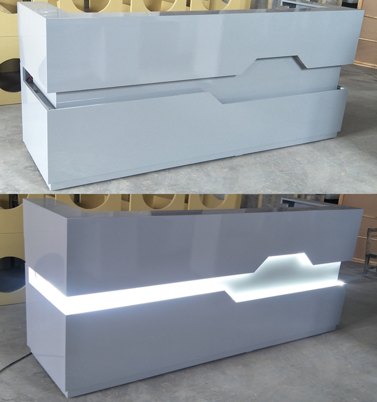 Modern Design Free Customerized LOGO LED Light Office Reception Desk