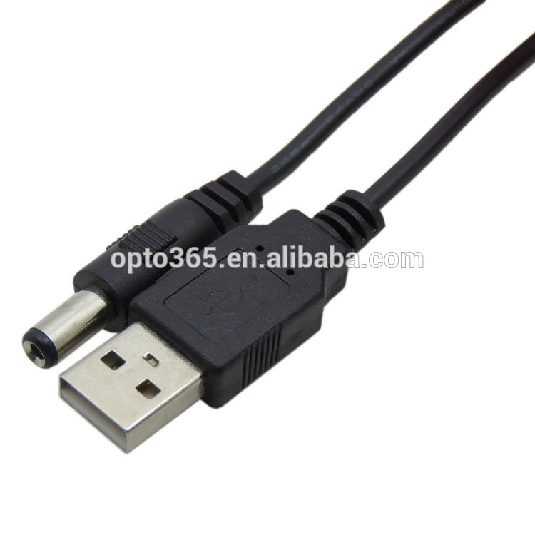 USB Type A to DC Power Cord 2.1x5.5mm Barrel Jack Plug Charging Cable Black