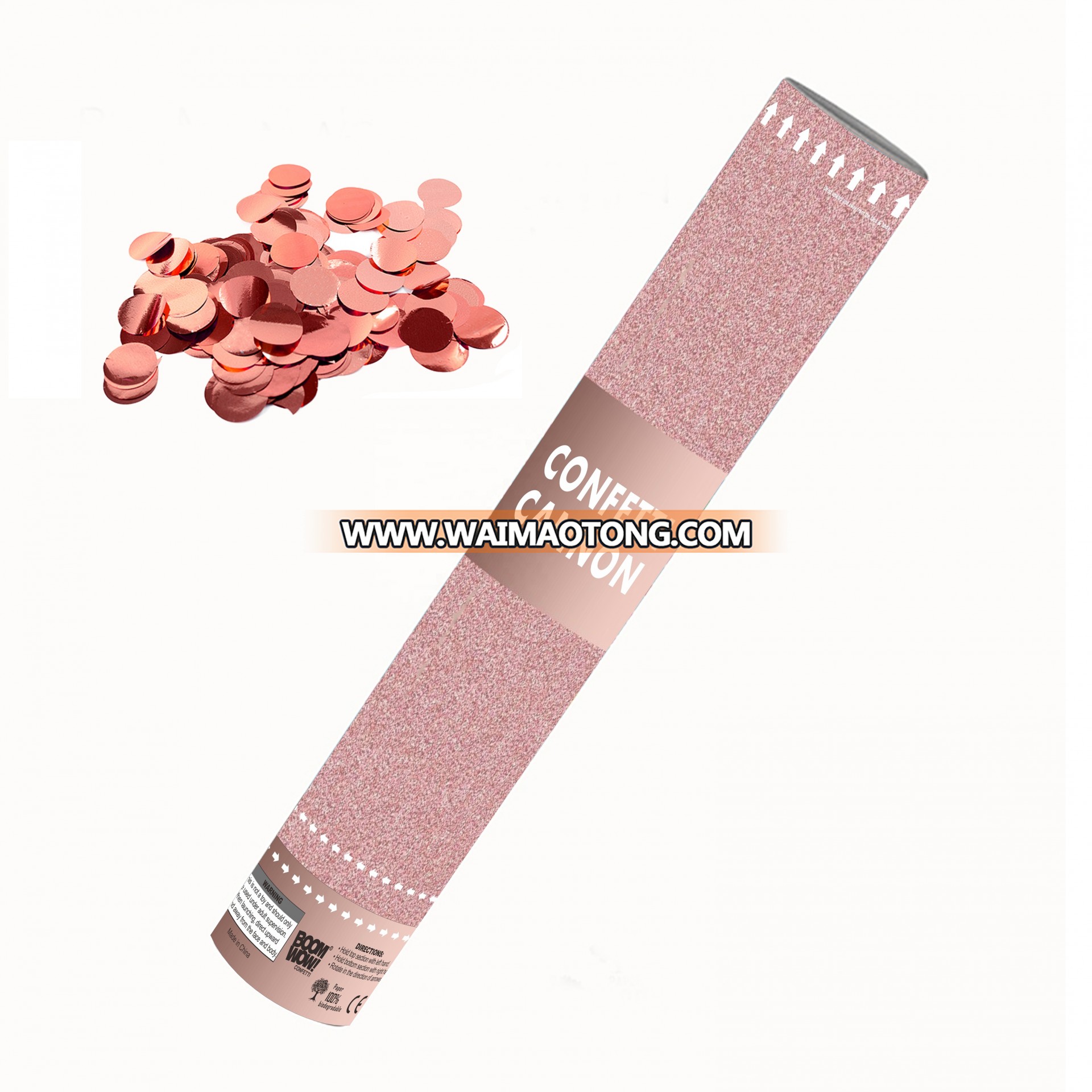 Boomwow Biodegradable Rose Gold Confetti Spring Popper Loaded perfect for New Year Wedding Graduation Party